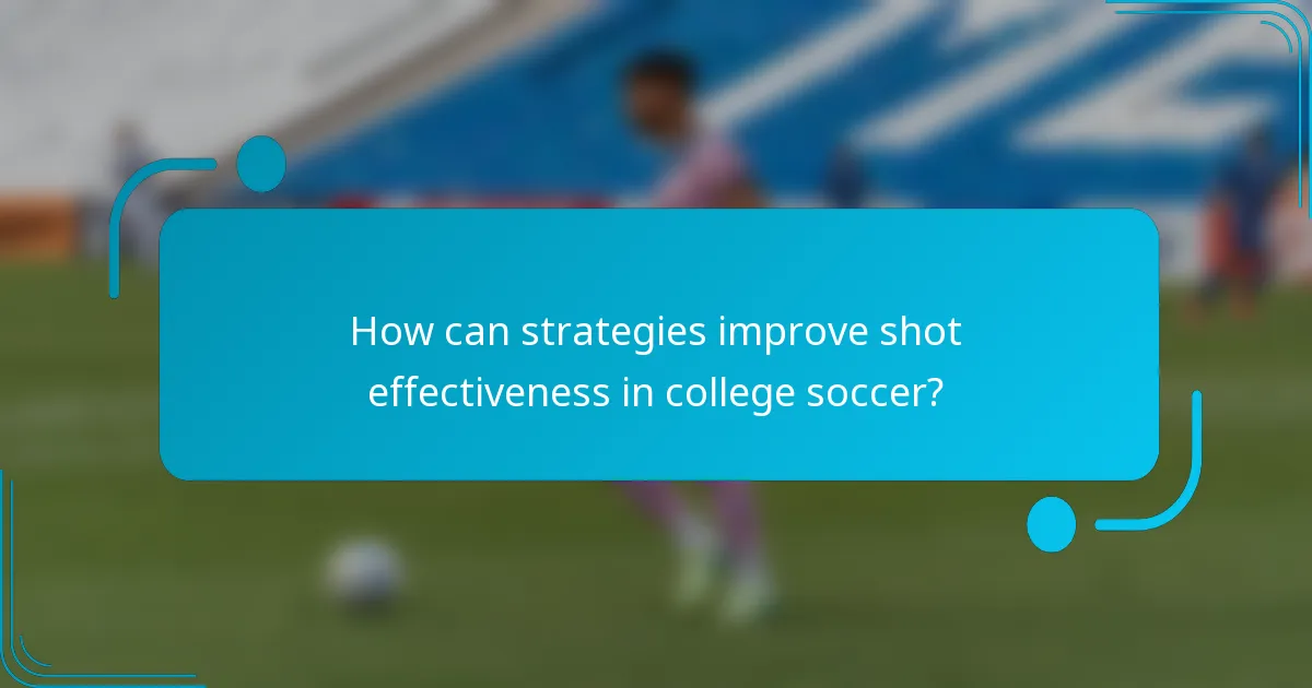 How can strategies improve shot effectiveness in college soccer?